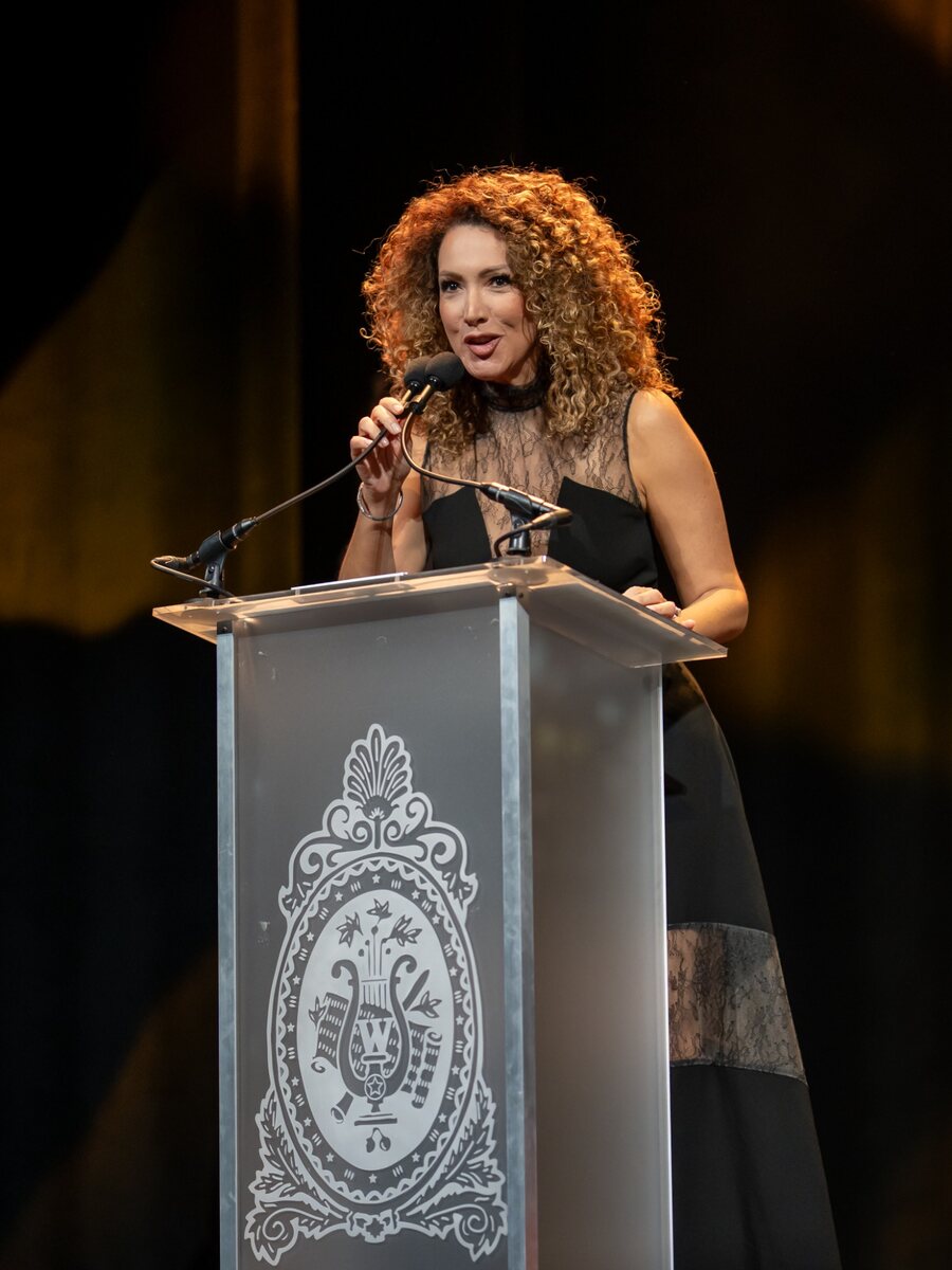 Erika Ender presenting at the Latin Fashion Awards